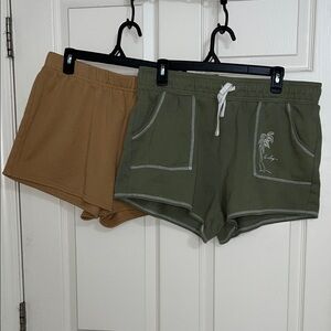 Hurley Tan and Green Terry Board Shorts